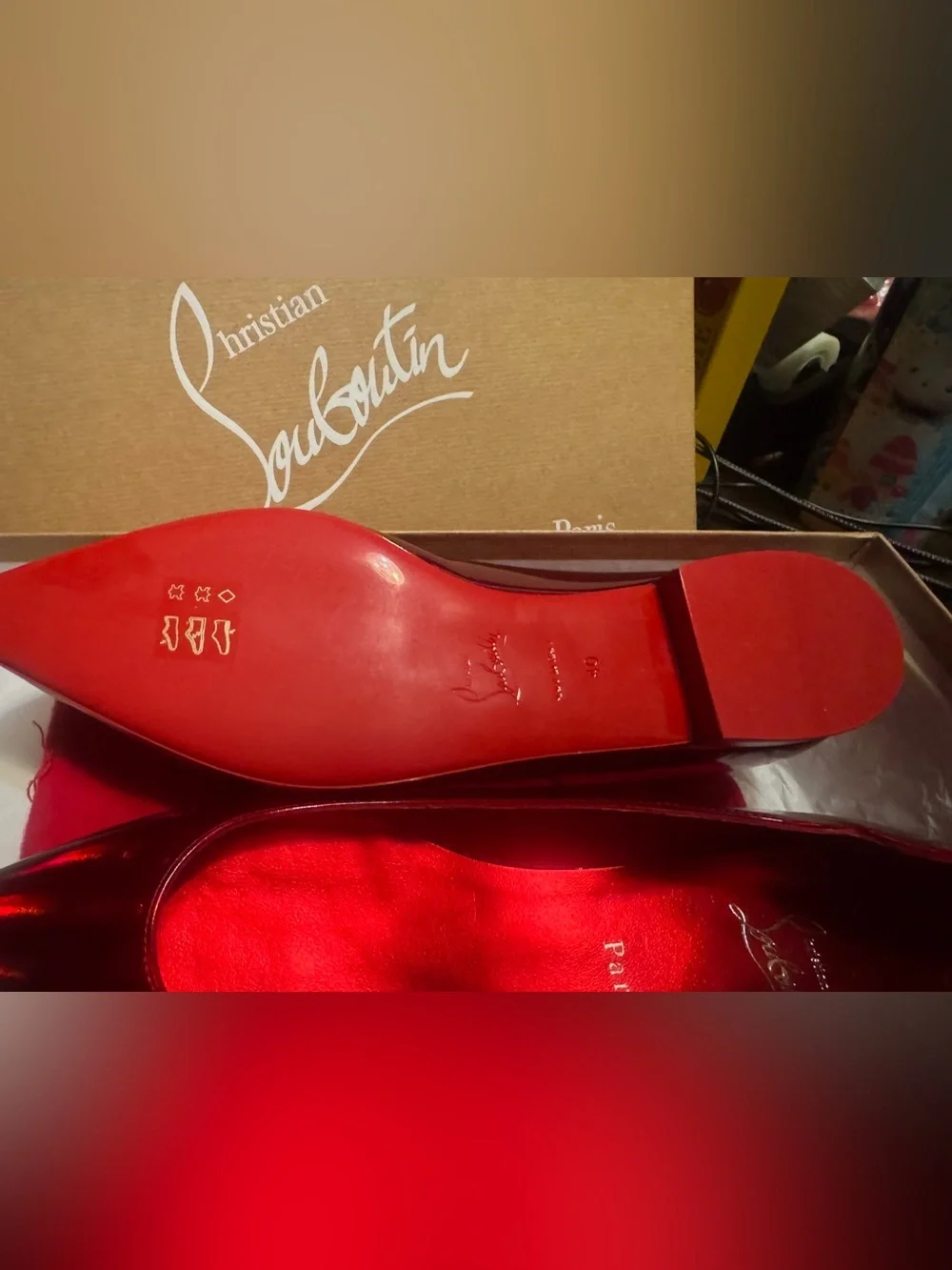 Christian Louboutin Hot Patent Leather Chikita flats